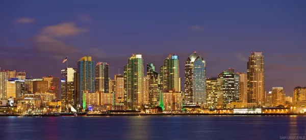 a view of a city with tall buildings