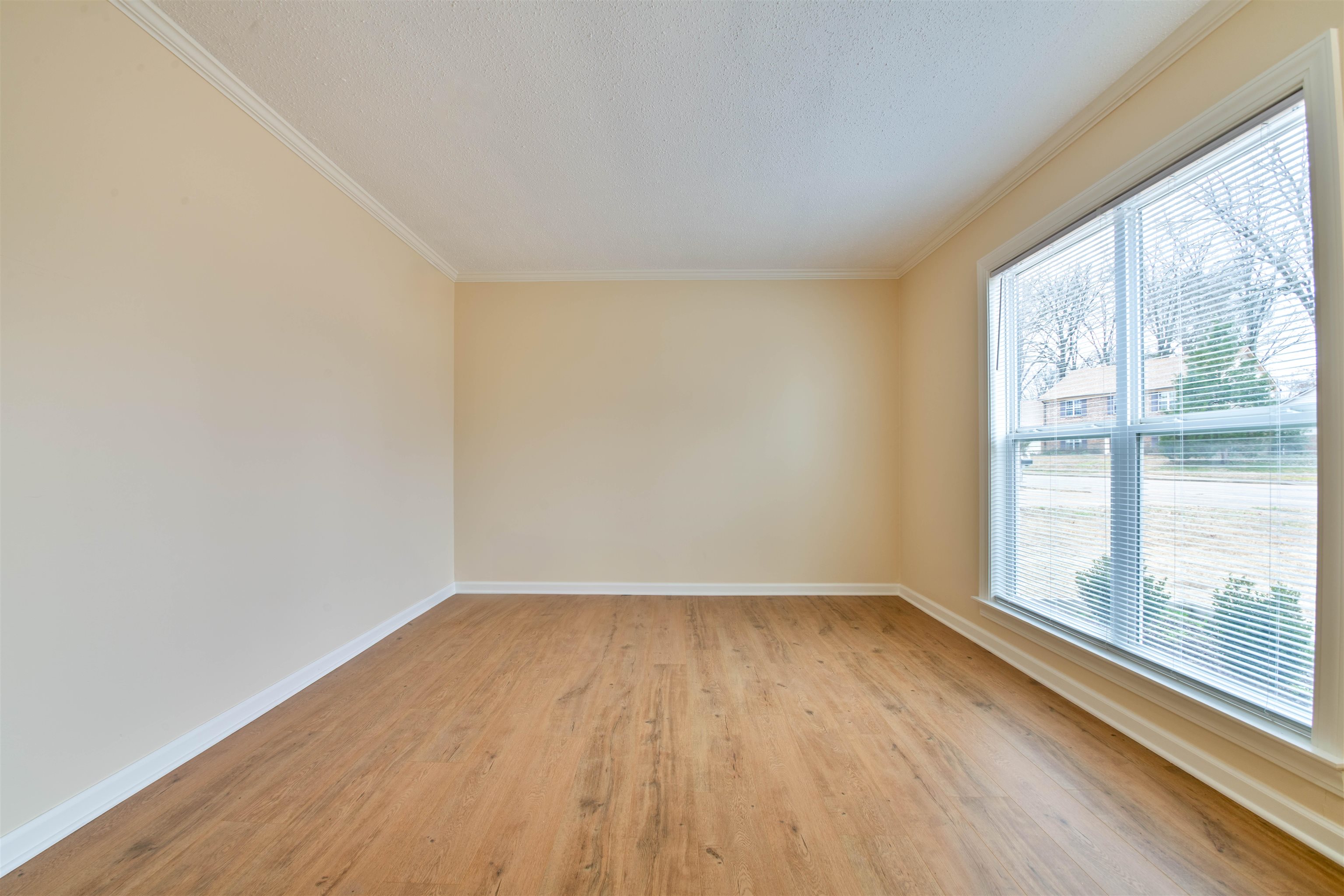1642 Brierbrook Road Germantown, TN 38138 - Photo 14 of 37 living room featuring ornamental molding, light hardwood / wood-style floors, and a textured ceiling