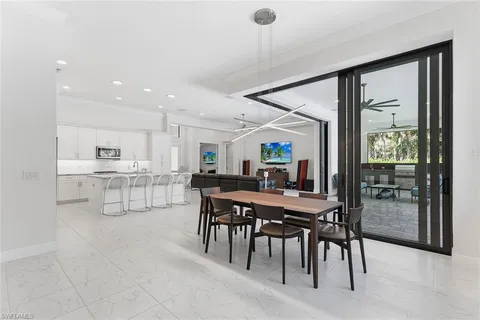 a view of a dining area with furniture