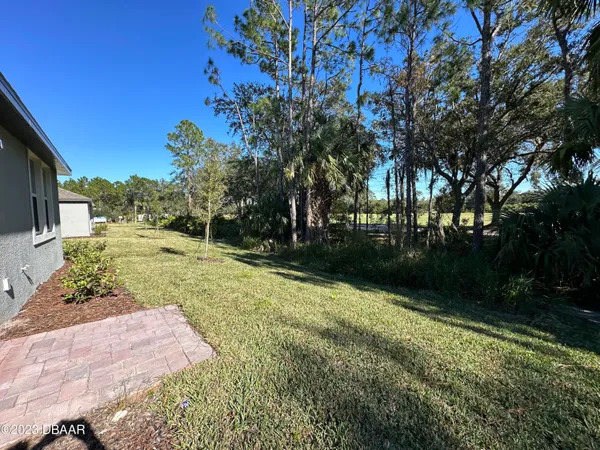 a view of backyard with green space