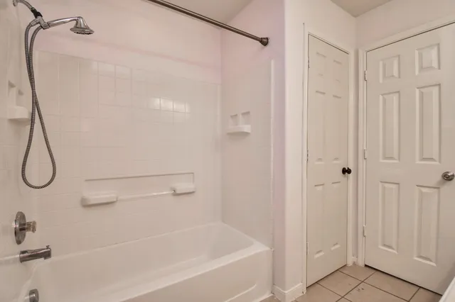 a bathroom with a bathtub