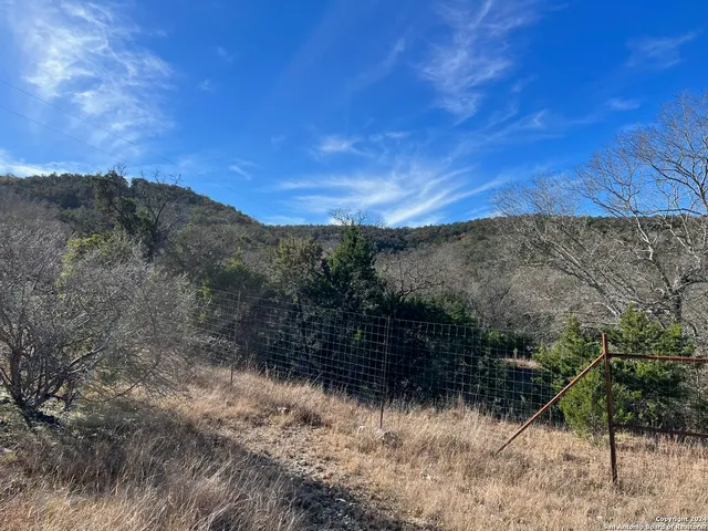 a view of a yard with a mountain