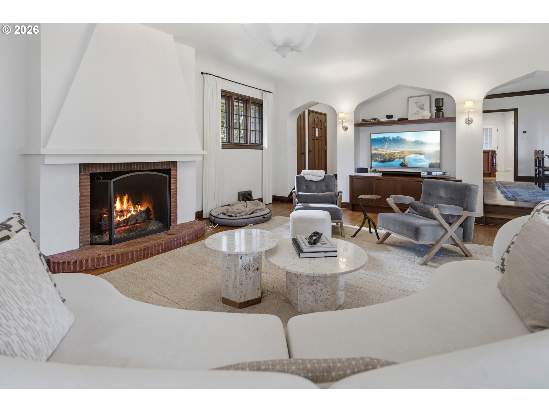 2897 Southwest Rutland Terrace Portland, OR 97205 - Photo 9 of 46 a living room with furniture and a fireplace