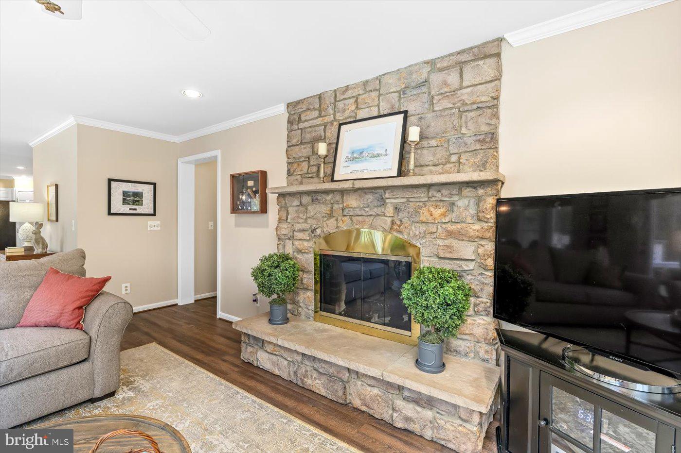13037 Orange Plank Road Locust Grove, VA 22508 - Photo 27 of 71 a living room with furniture a flat screen tv and a fireplace