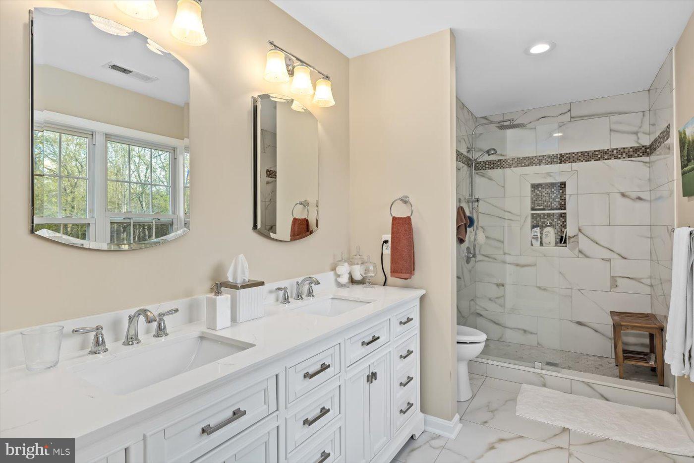 13037 Orange Plank Road Locust Grove, VA 22508 - Photo 38 of 71 a bathroom with a double vanity sink mirror and toilet