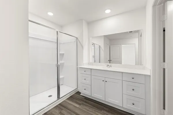 a view of an empty walk in closet