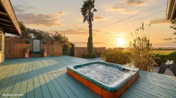 a view of a terrace with sky view