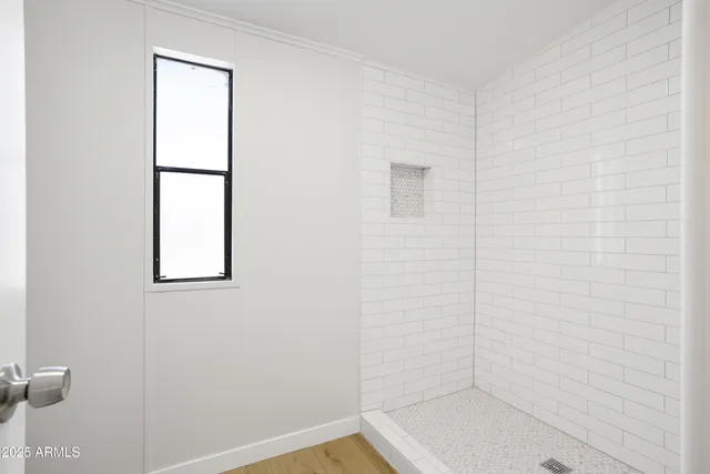 a bathroom with a window