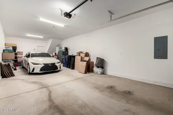 a car parked in a garage
