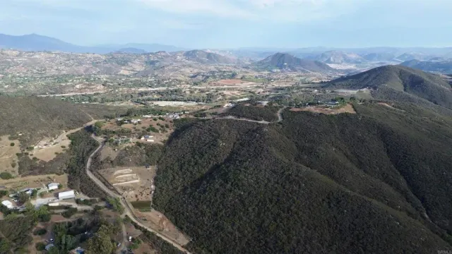 an aerial view of houses covered in trees