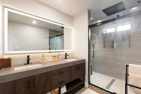 a bathroom with a shower