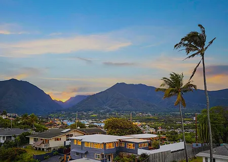 a view of swimming pool from a balcony