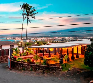 a view of a porch with seating space