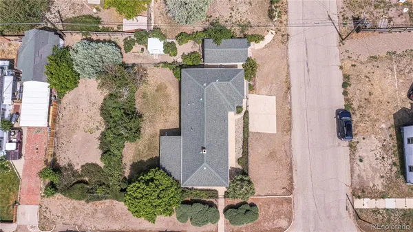 an aerial view of a house