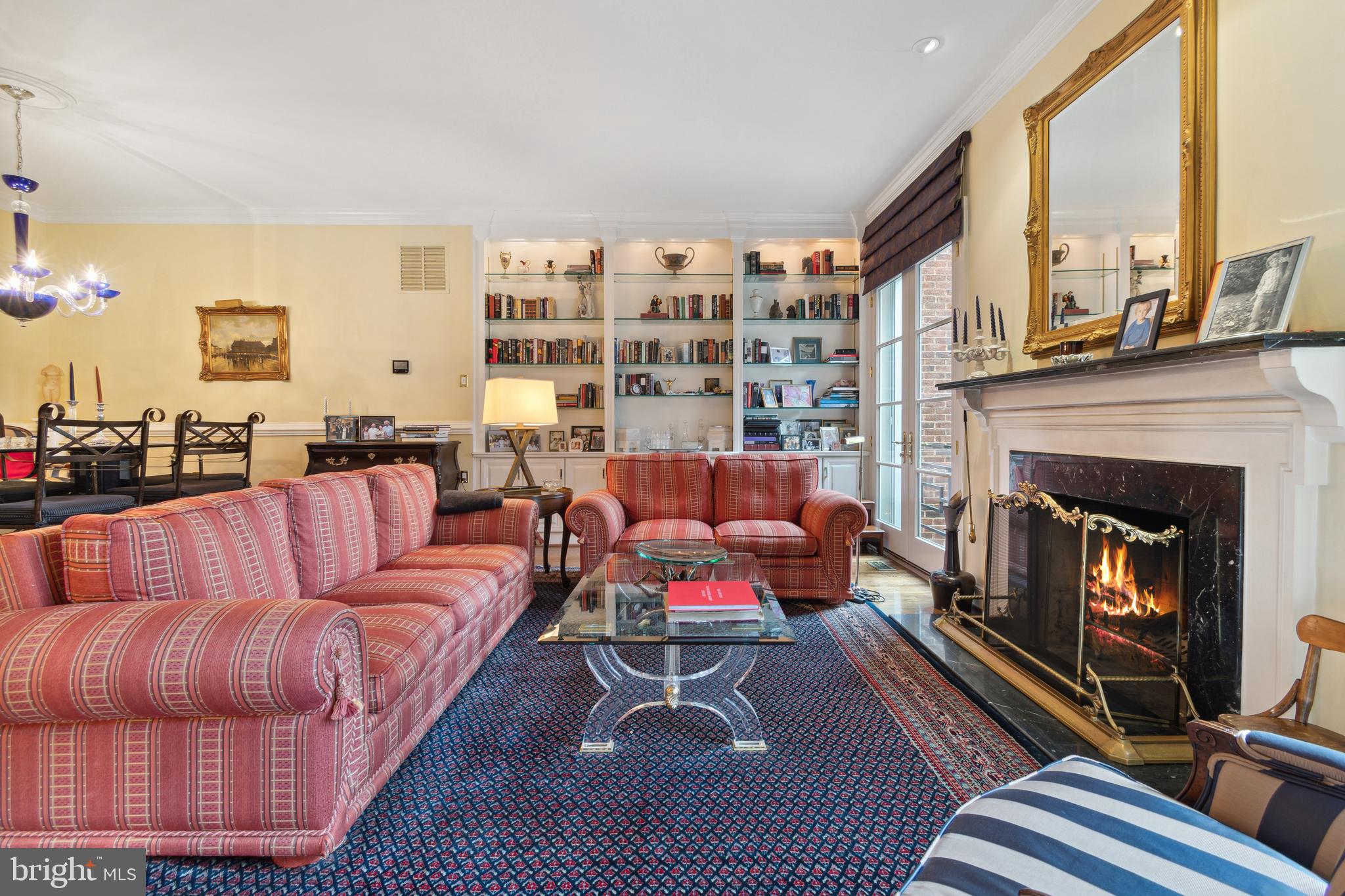 3737 Winfield Lane Northwest Washington, DC 20007 - Photo 13 of 54 Fireplace Flanked by Atrium Doors to Juliet Balcon