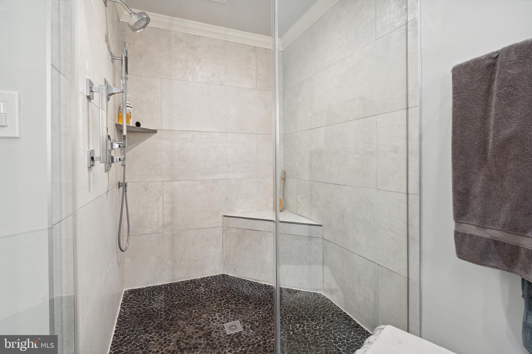 3737 Winfield Lane Northwest Washington, DC 20007 - Photo 37 of 54 Spectacular Shower with Pebble Floor