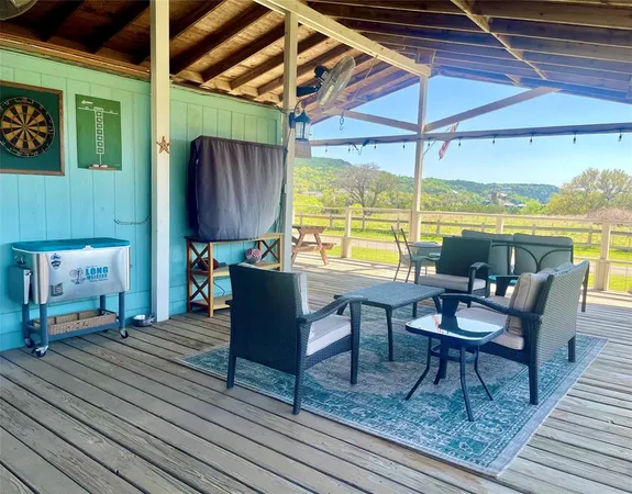 a outdoor view with a sitting space