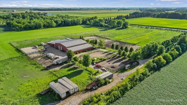 an aerial view of a house