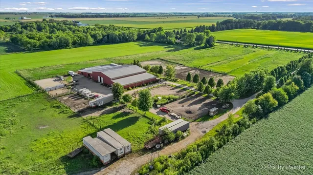 an aerial view of a house