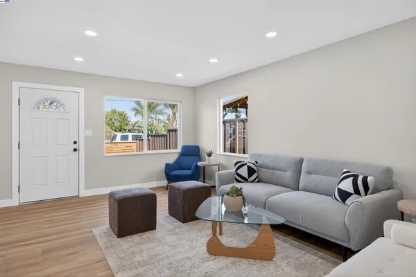 a living room with furniture