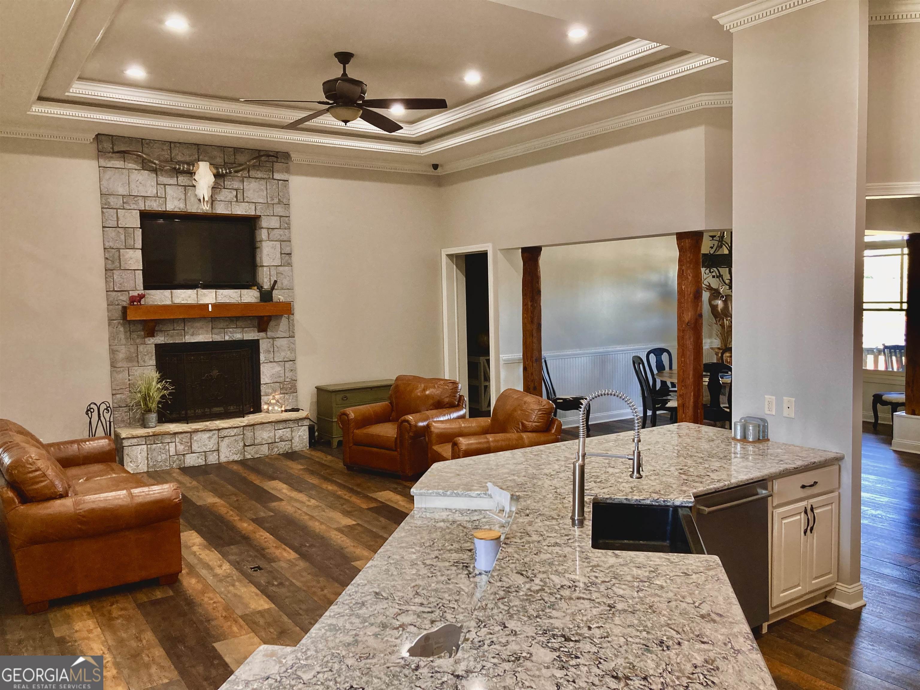 243 Ralls Road Hogansville, GA 30230 - Photo 13 of 39 a living room with furniture a flat screen tv and a fireplace