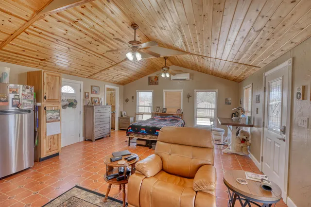 a view of a lake with a big yard