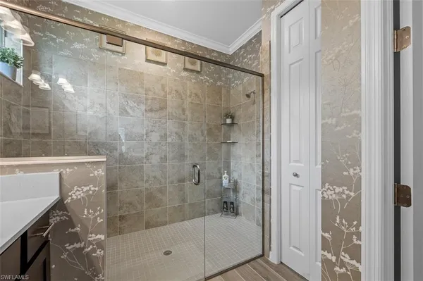a bathroom with a shower