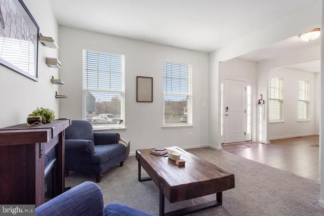 a living room with furniture rug and window