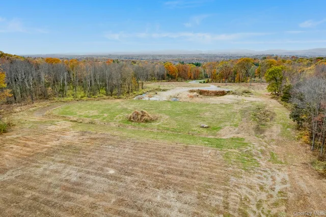 a view of yard with ocean and trees