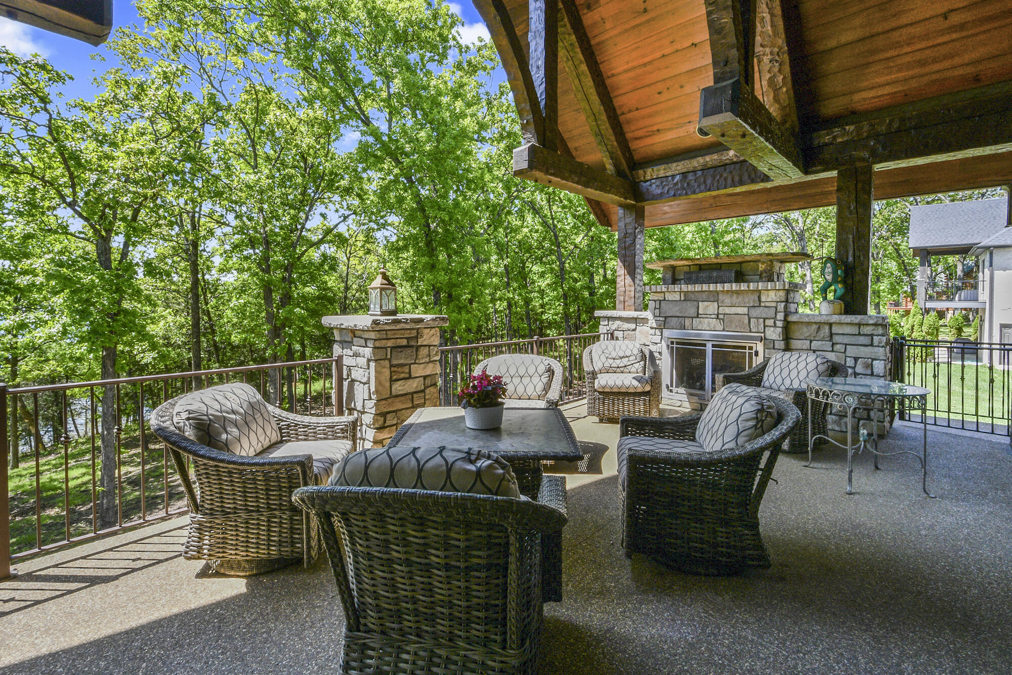 203 Secret Lane Reeds Spring, MO 65737 - Photo 70 of 76 Covered Deck with Fireplace
