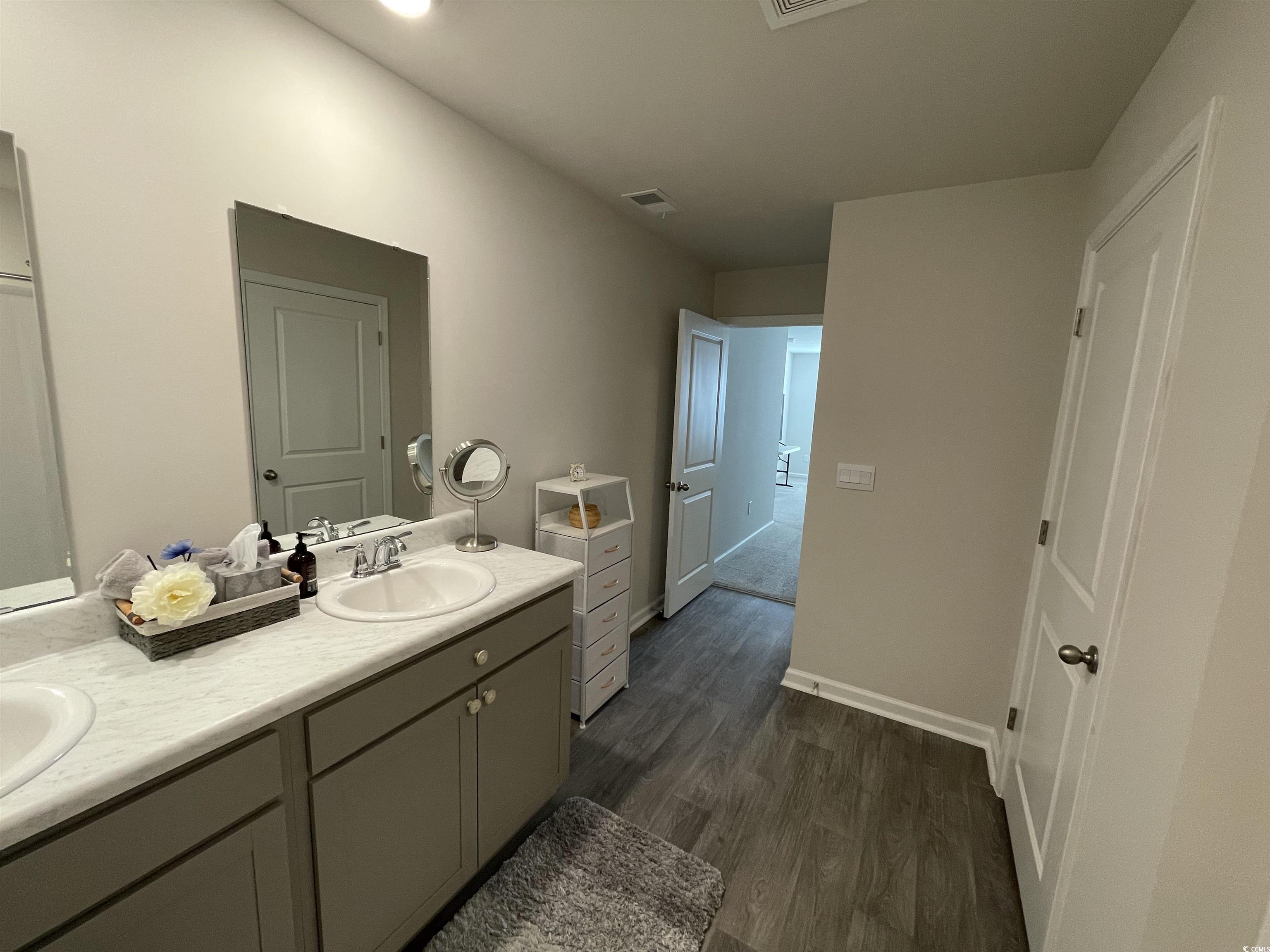 351 Jeff Waters Circle Longs, SC 29568 - Photo 17 of 33 Full bath featuring double vanity and dark wood-style flooring
