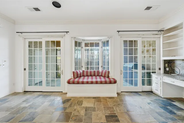 a living room with a large window