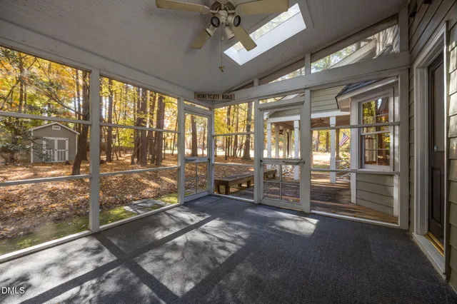 a living room with a large window