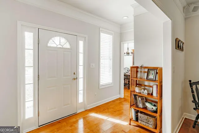 a view of an entryway with a window