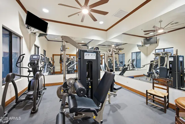 a view of a room with gym equipment