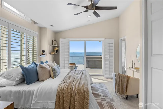 a bedroom with a bed and furniture