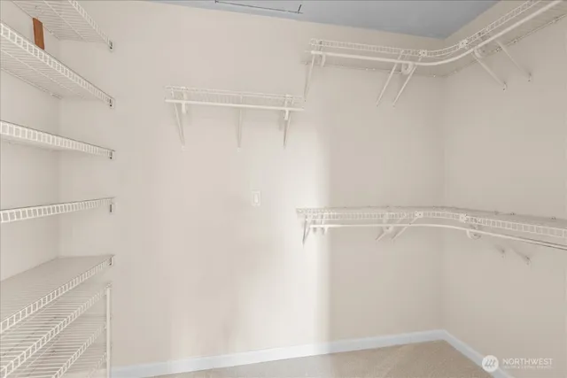 a view of an empty walk in closet