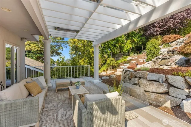 a patio with patio area