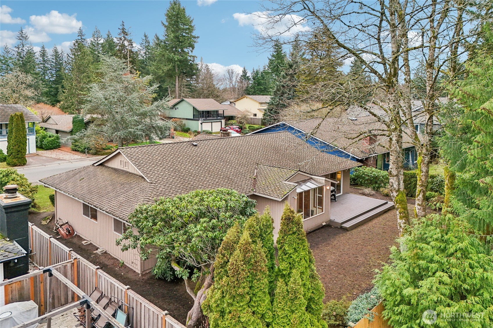 16535 147th Avenue Southeast Renton, WA 98058 - Photo 33 of 37 an aerial view of a house with a yard basket ball court and outdoor seating