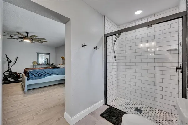 a bathroom with a shower