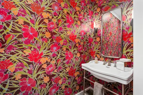 a room with furniture and a chandelier