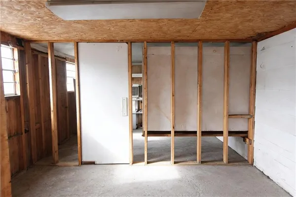 an entryway with hardwood