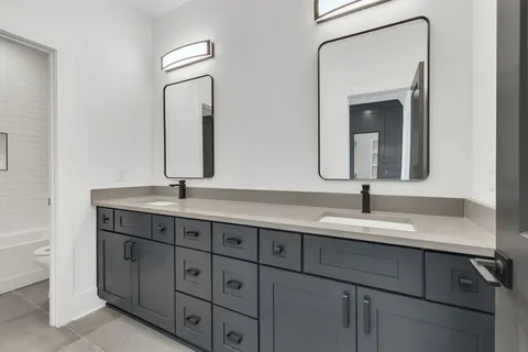 a bathroom with a bathtub