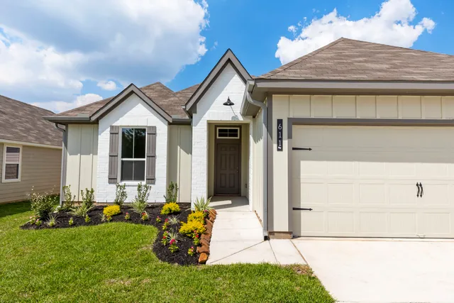 a front view of a house with patio