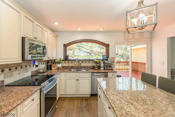 a kitchen with lots of counter top space