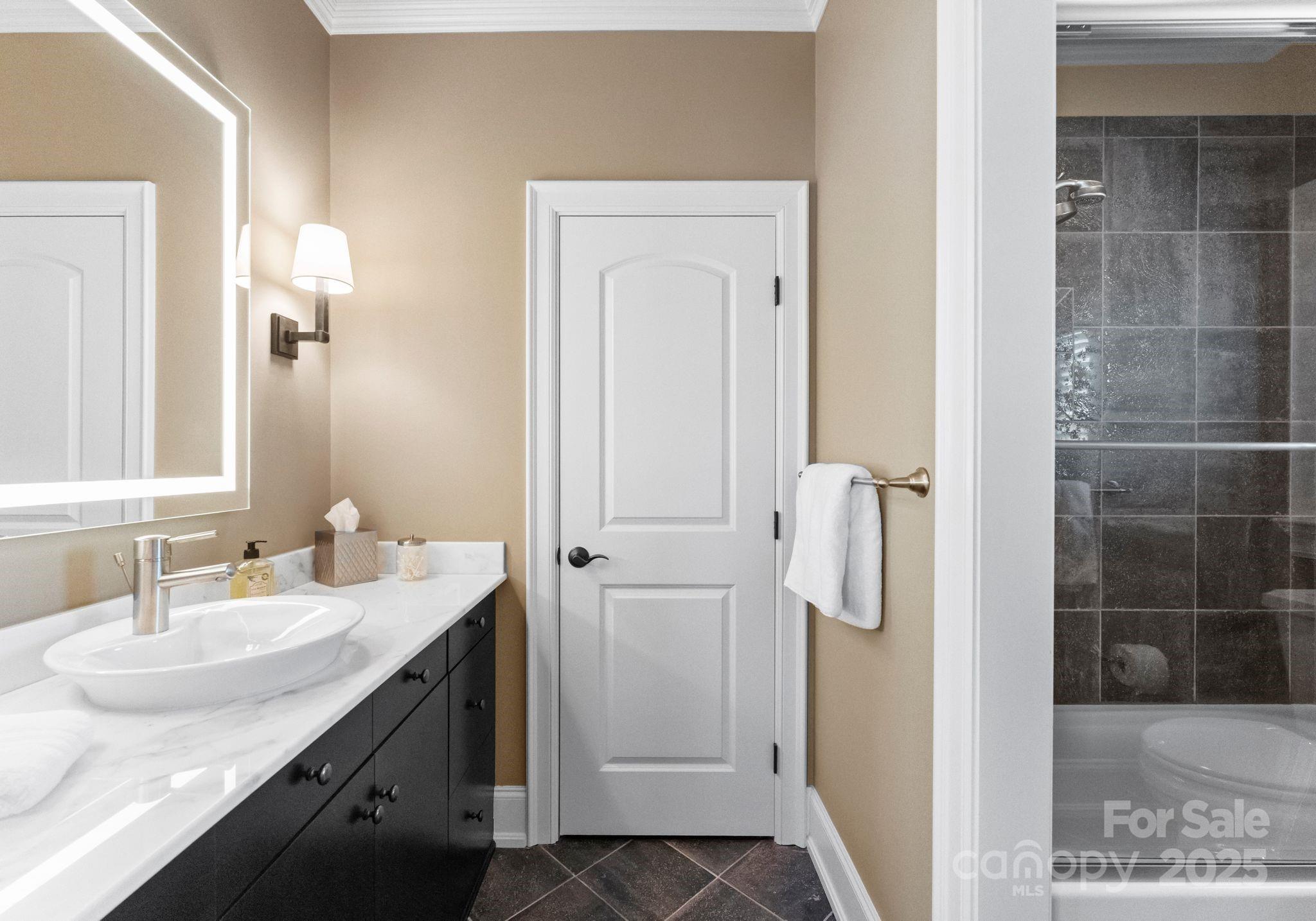 4004 Channel Point Lane Denver, NC 28037 - Photo 22 of 48 a bathroom with a granite countertop sink and a mirror