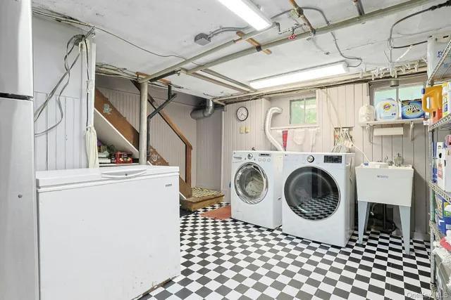 a view of a balcony with furniture