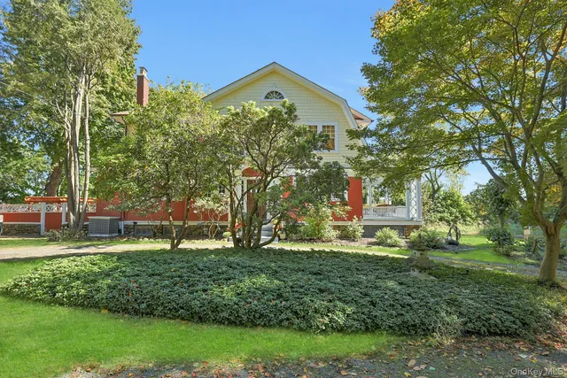 a view of a trees in a yard