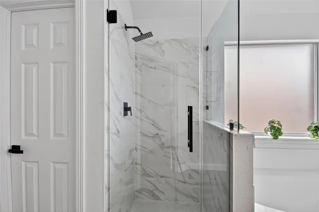 a bathroom with a shower