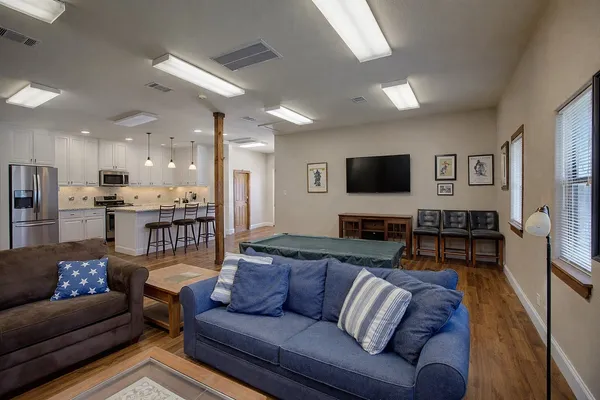 a view of a workspace with gym equipment